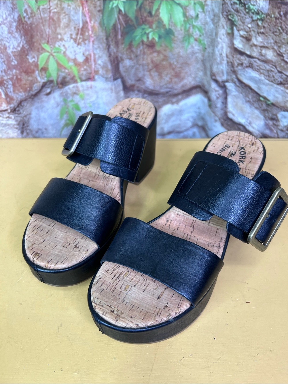 KORK-EASE Black Leather Platform Sandals, 7 - Picture 5 of 12